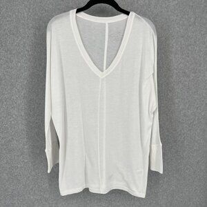 Aether Womens 3Q Slouch Top Shirt Size Medium White Semi Sheer Dolman Sleeve NEW